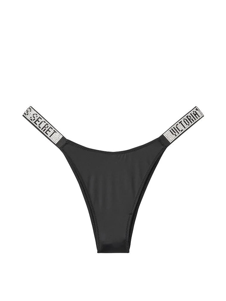 Shine Strap Push-Up Bra + Bombshell Shine Strap Brazilian Panty- Black