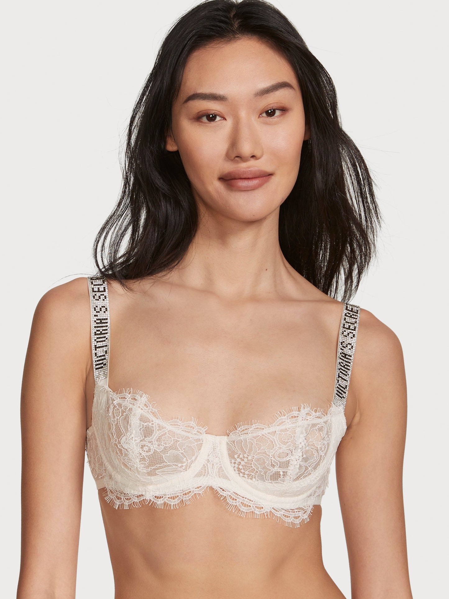 VS Wicked Unlined Shine Strap Balconette Bra- White