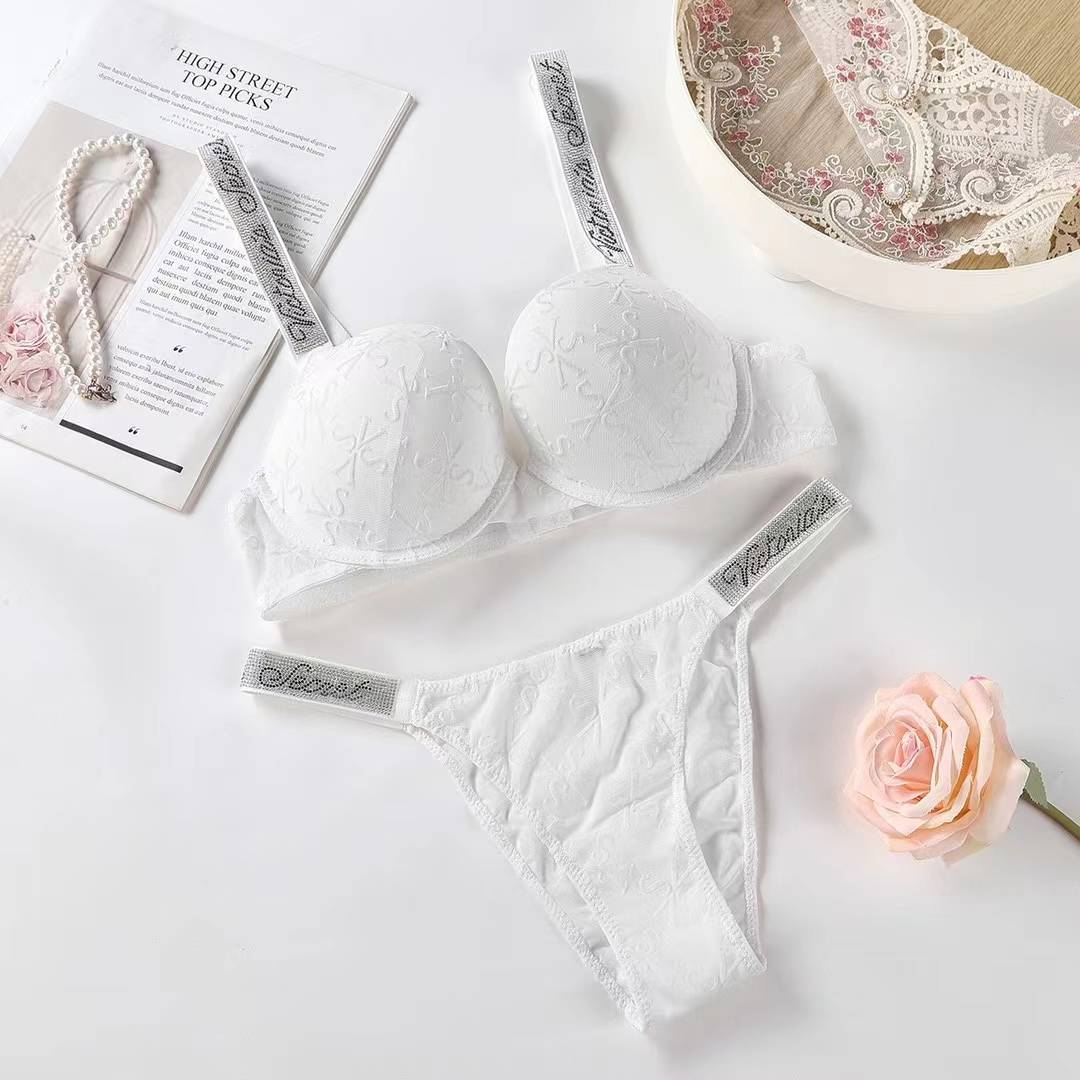 Black Shine Strap Tulle Push-Up Bra + Shine Strap Tulle Panty