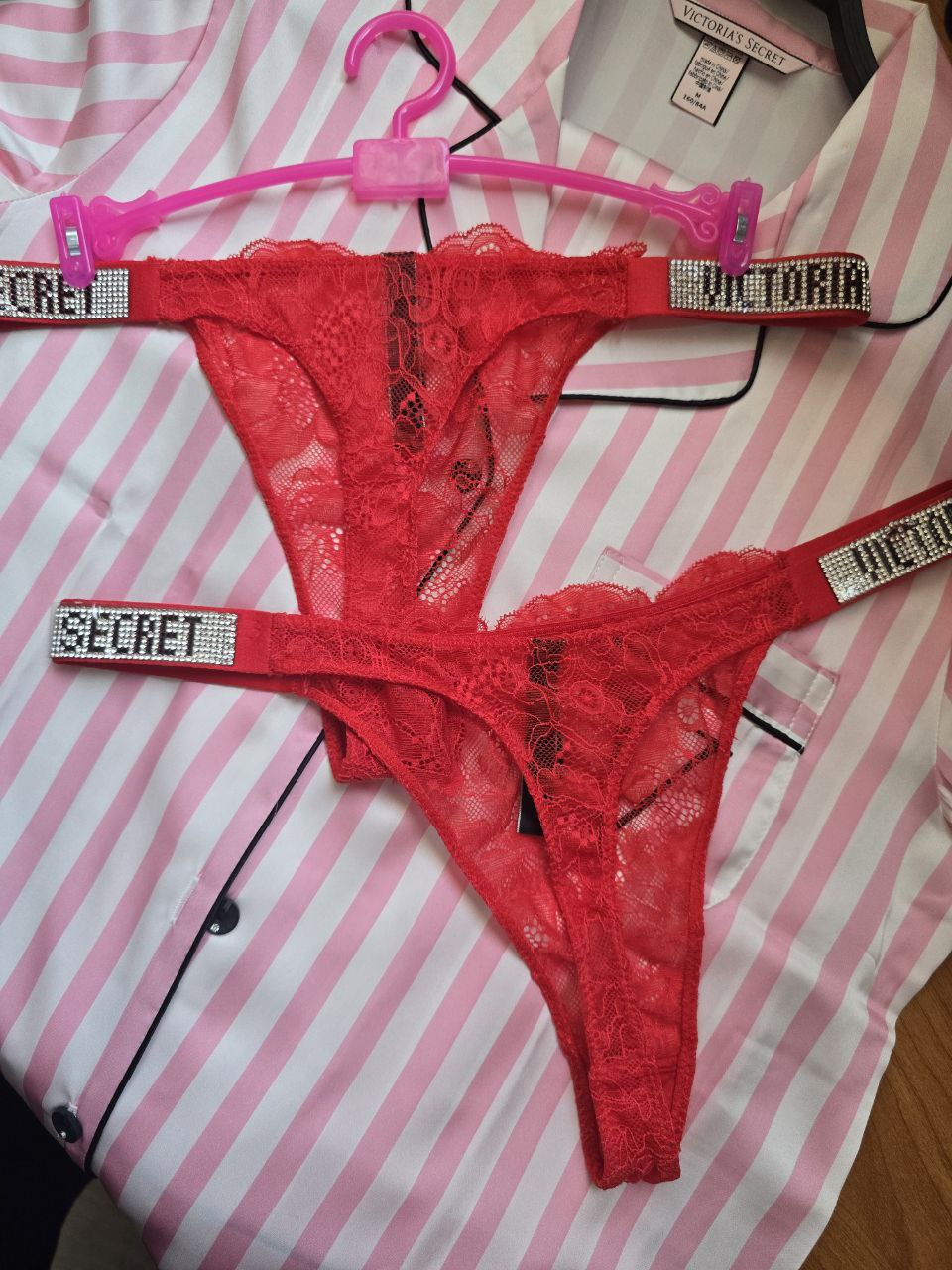 Shine Strap Lace Panty - Red