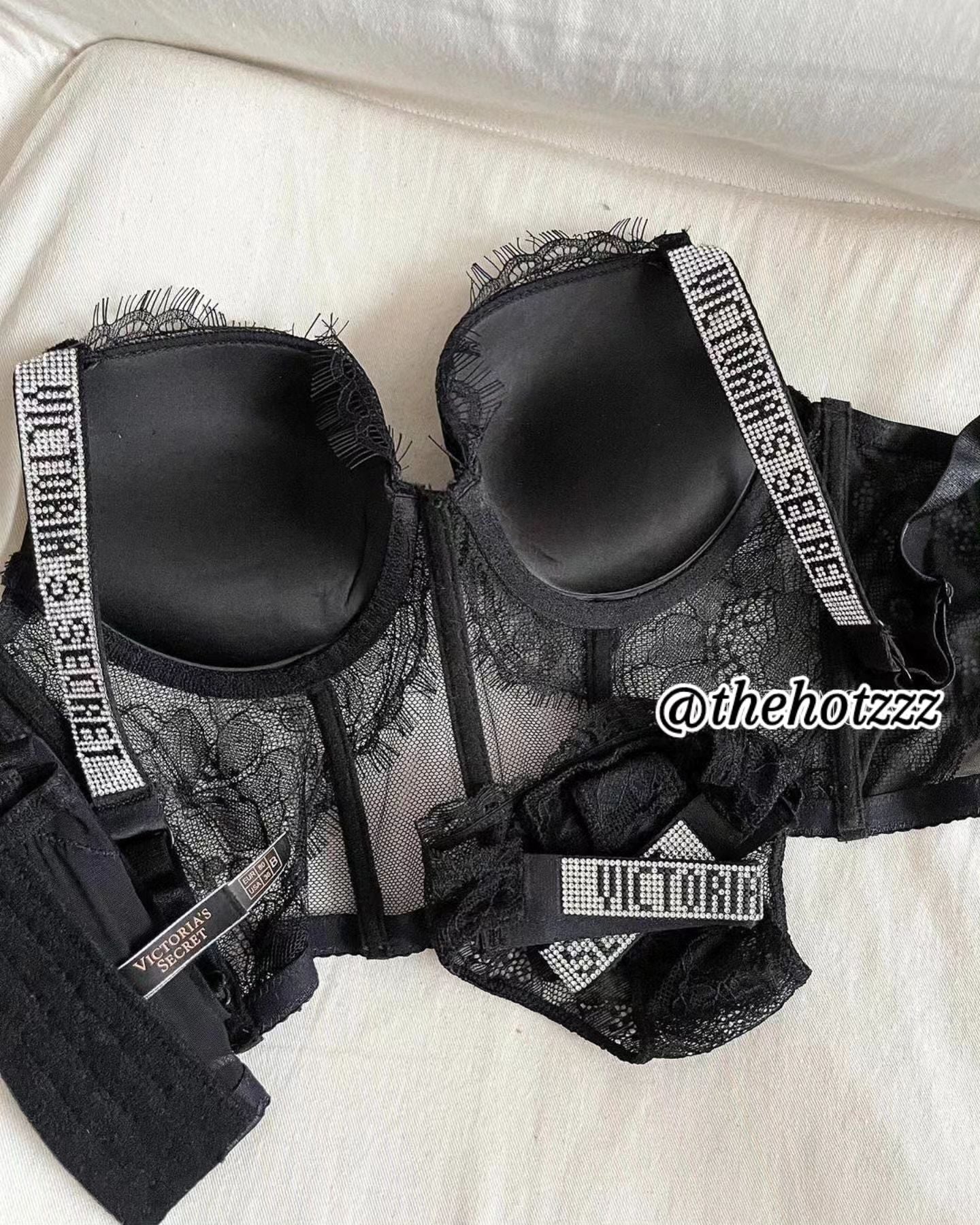 Very Sexy Shine Strap Corset Bra Top-Corset only -Black