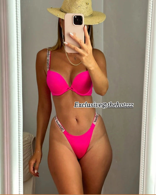 Shine Strap Push-Up Bra + Bombshell Shine Strap Brazilian Panty