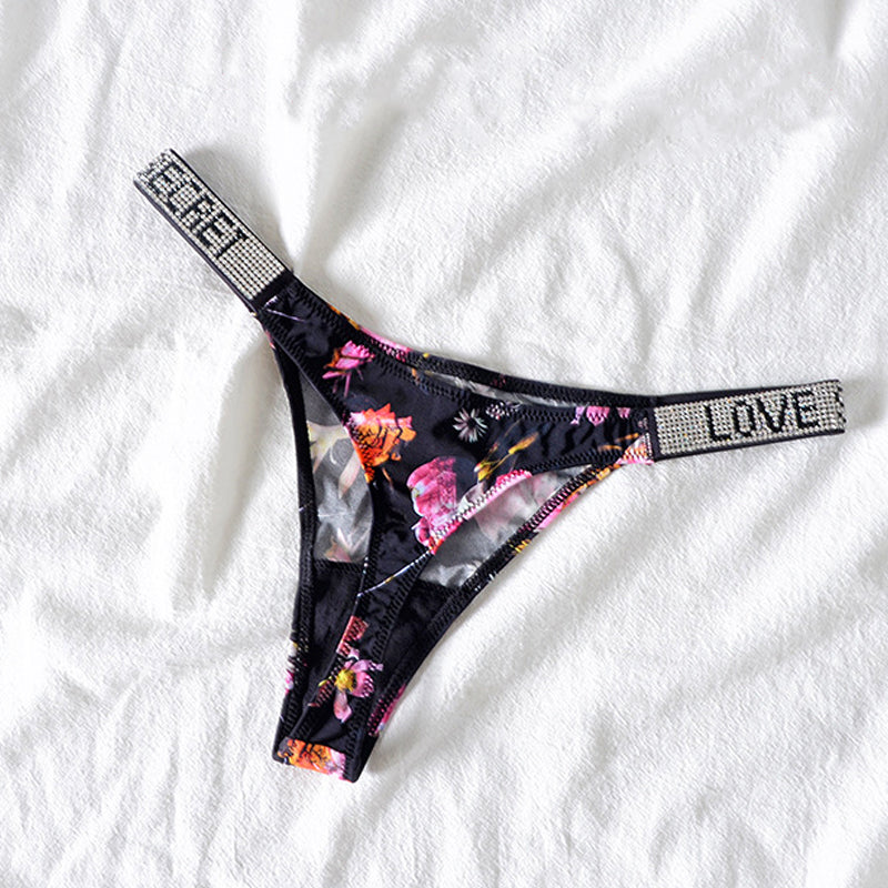Women Sexy Rhinestone G-string Thongs Lingeries T-back Underwear Panties Fitness