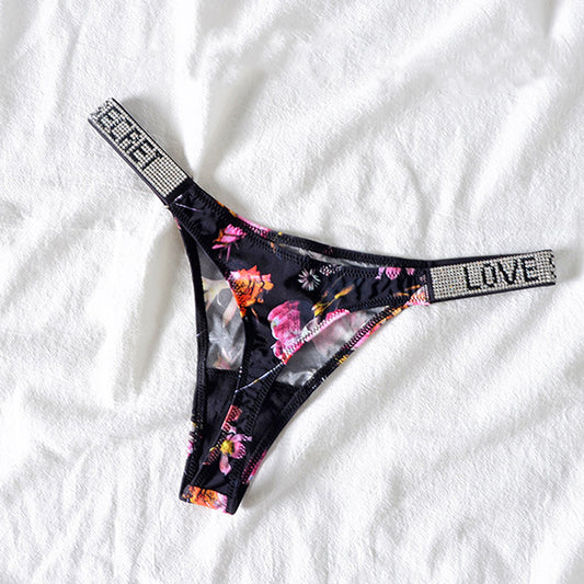Women Sexy Rhinestone G-string Thongs Lingeries T-back Underwear Panties Fitness