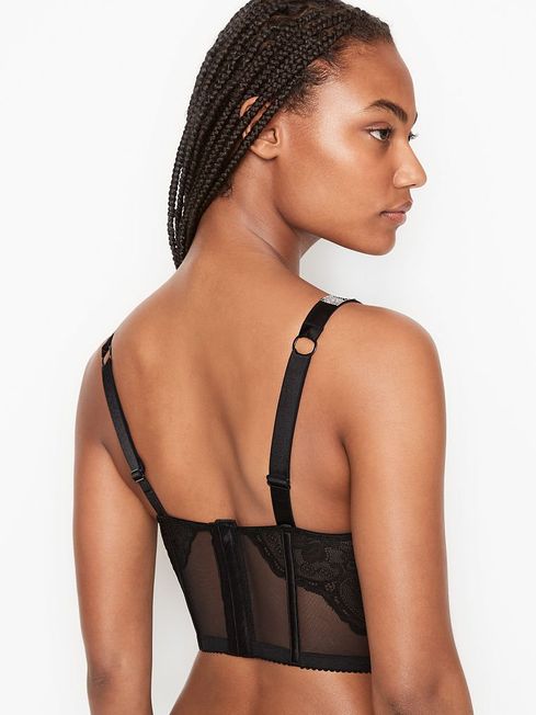 Very Sexy Shine Strap Corset Bra Top-Corset only -Black