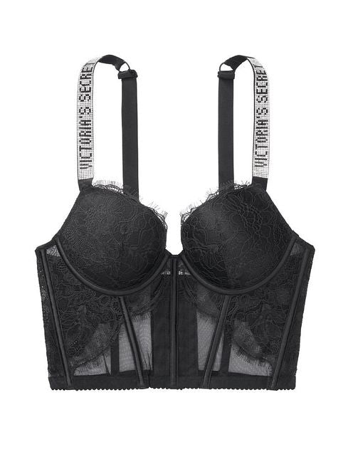 Very Sexy Shine Strap Corset Bra Top-Corset only -Black