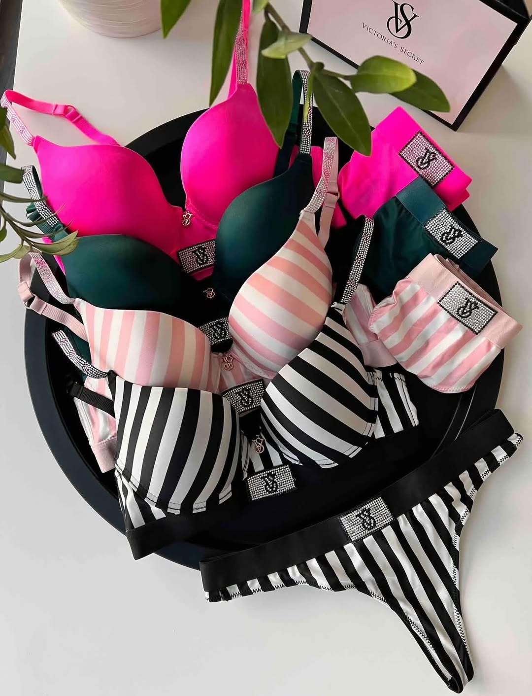 Victoria Secret Shine Patch Lightly Lined Demi Bra & Thong Set