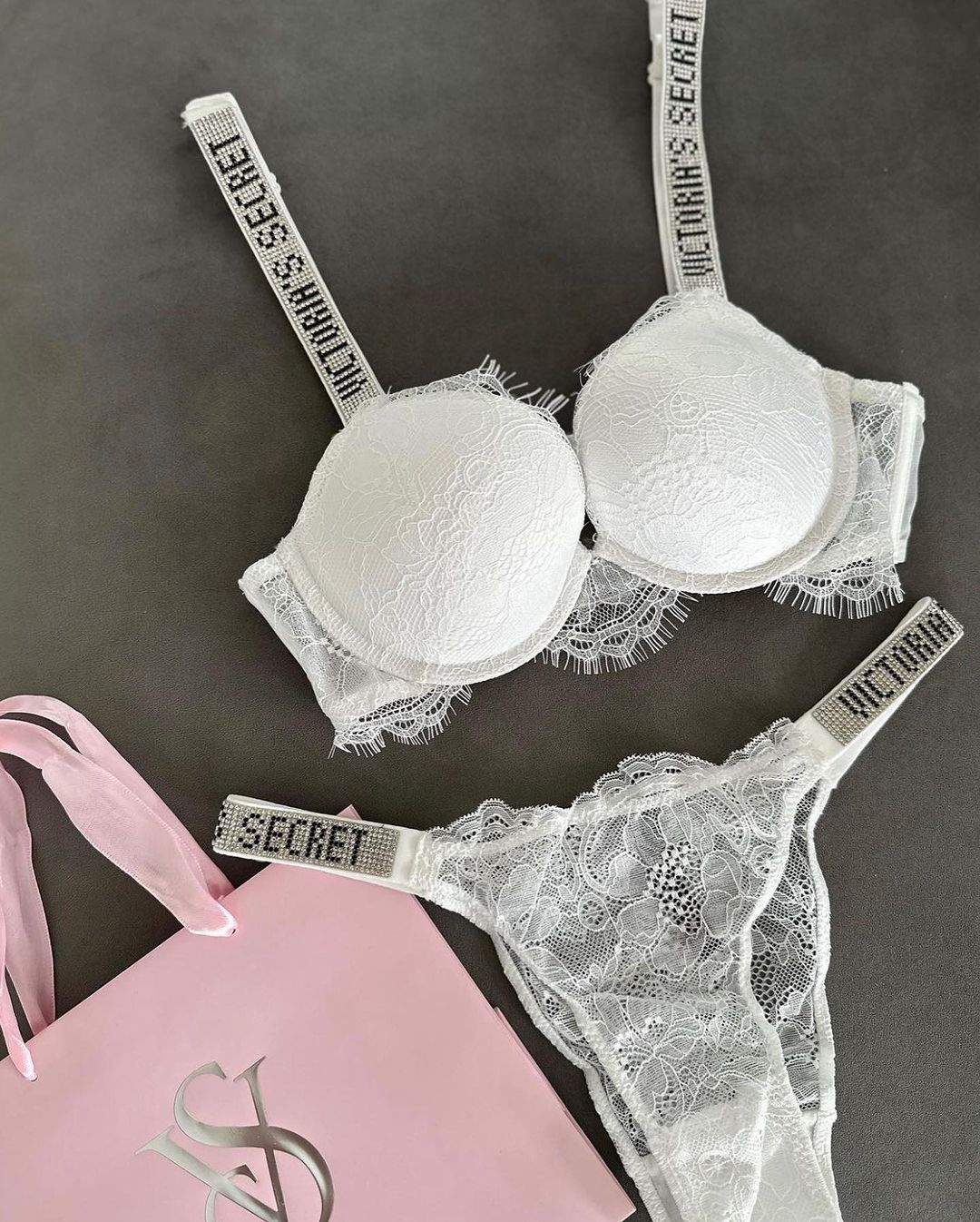Shine Strap Lace Push-Up Bra + Shine Strap Lace Panty White