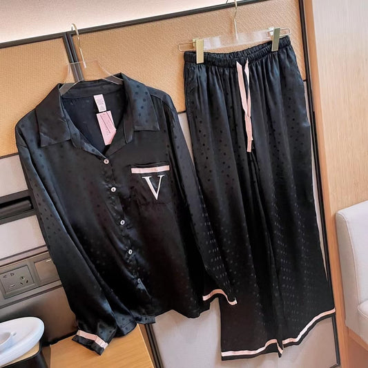 Victoria's Secret Satin Long Pajama Set - Black