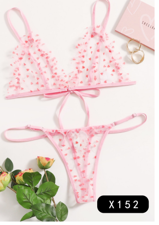 Pink Sheer Heart Mesh Set
