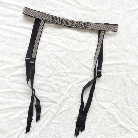 Victorias Secret Shine Strap Garter Belt - Black