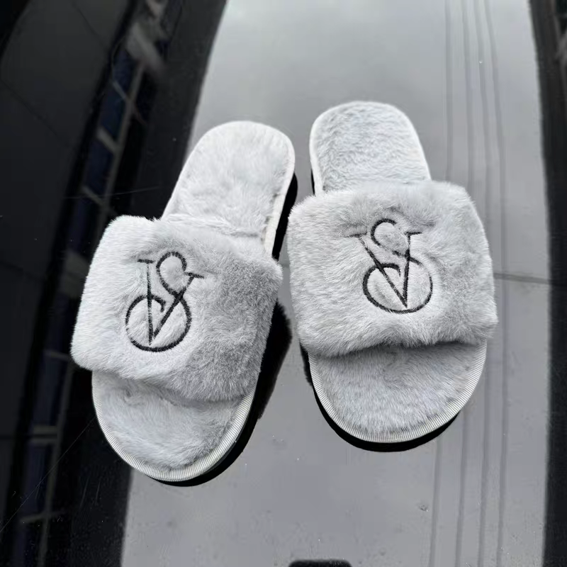 Victoria's Secret Luxe Plush Slippers Grey