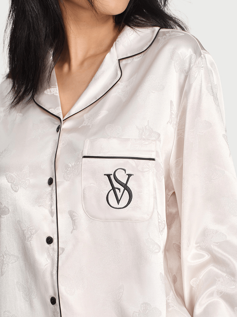 Moonlight satin long-sleeved | long-legged pajama set