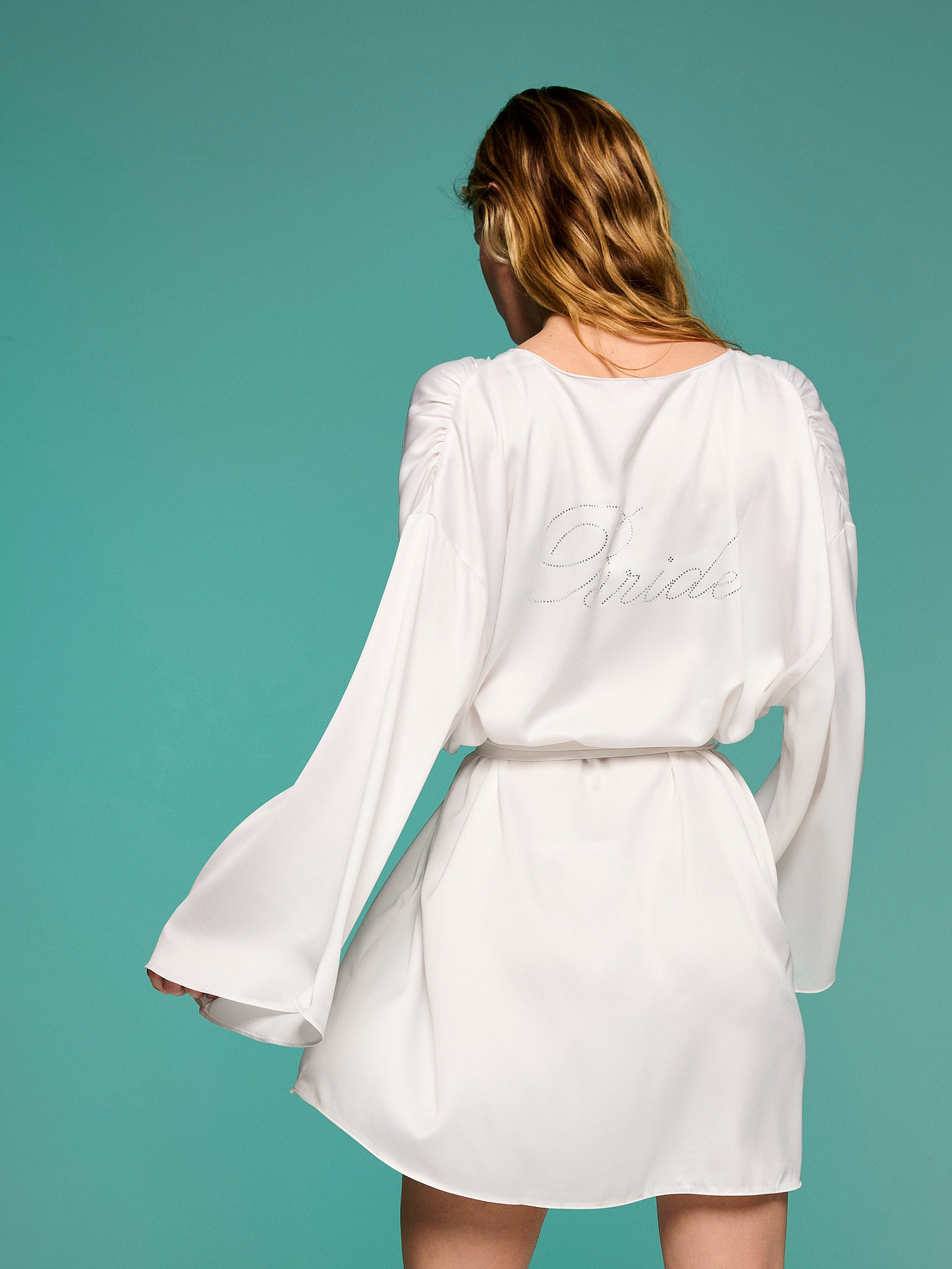 Hotzzz Shine Bride Embellished Satin Short Robe - Victoria's Secret Inspired - One Size