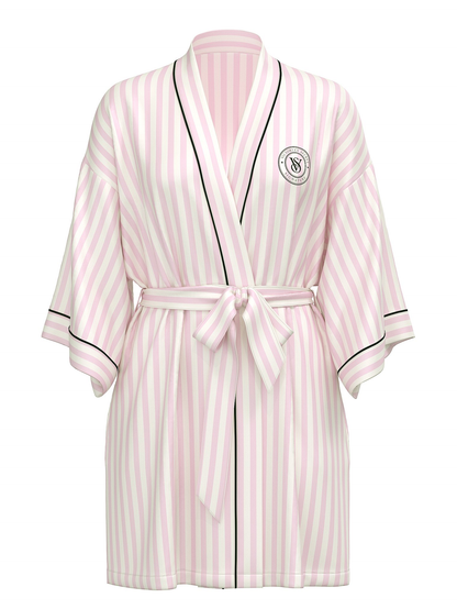 Victoria's Secret Satin Short Piped Robe + Night Angel Shirt
