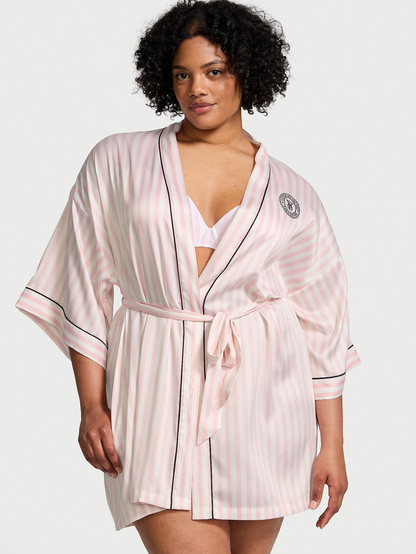 Victoria's Secret Satin Short Piped Robe + Night Angel Shirt