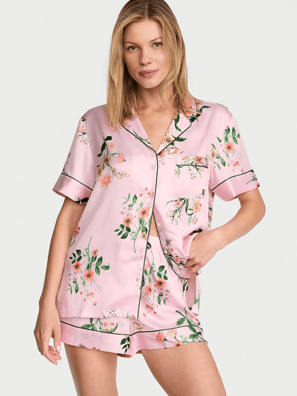 Floral Signature Satin Short Pajama Set