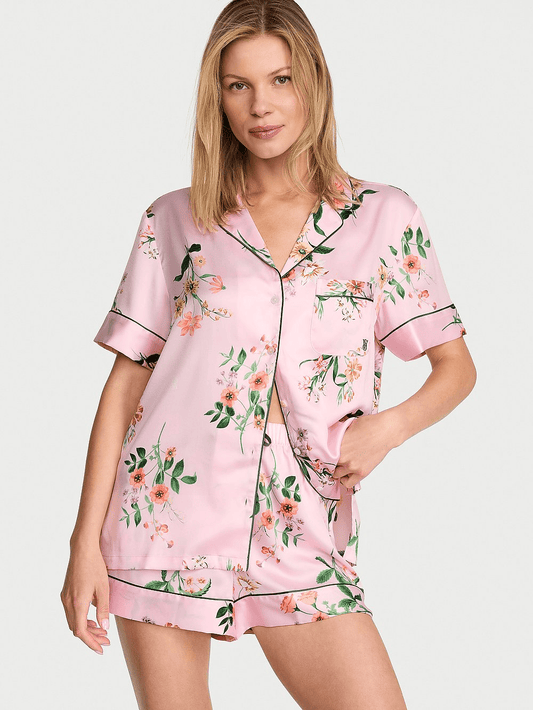 Floral Signature Satin Short Pajama Set