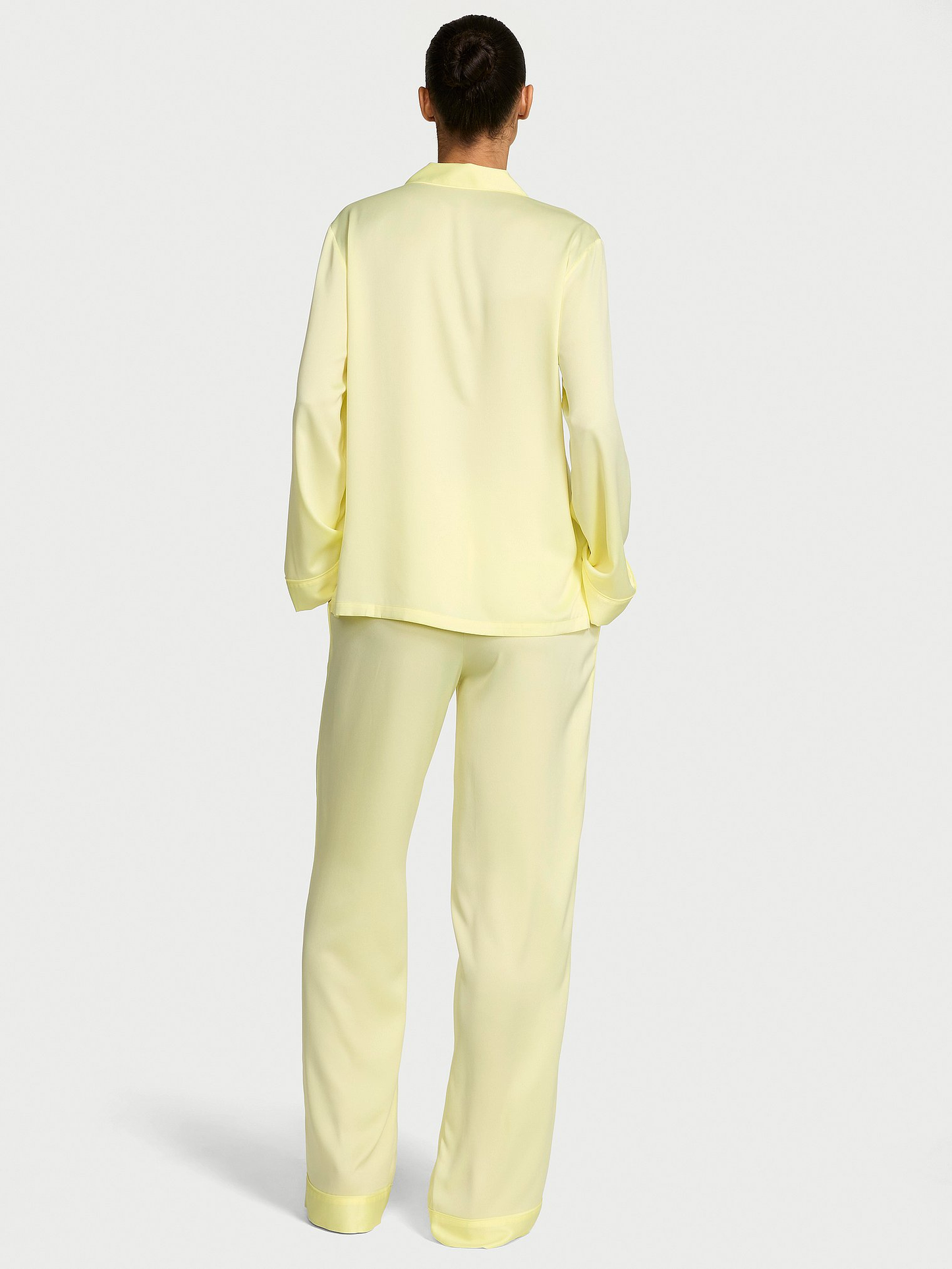 Lemonade Yellow Satin Long Pyjamas Set