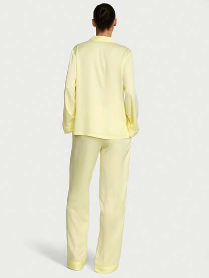 Lemonade Yellow Satin Long Pyjamas Set