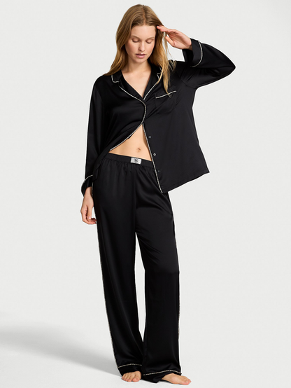 Glazed Satin Shine Long Pajama Set - Crystal Angel Limited Edition