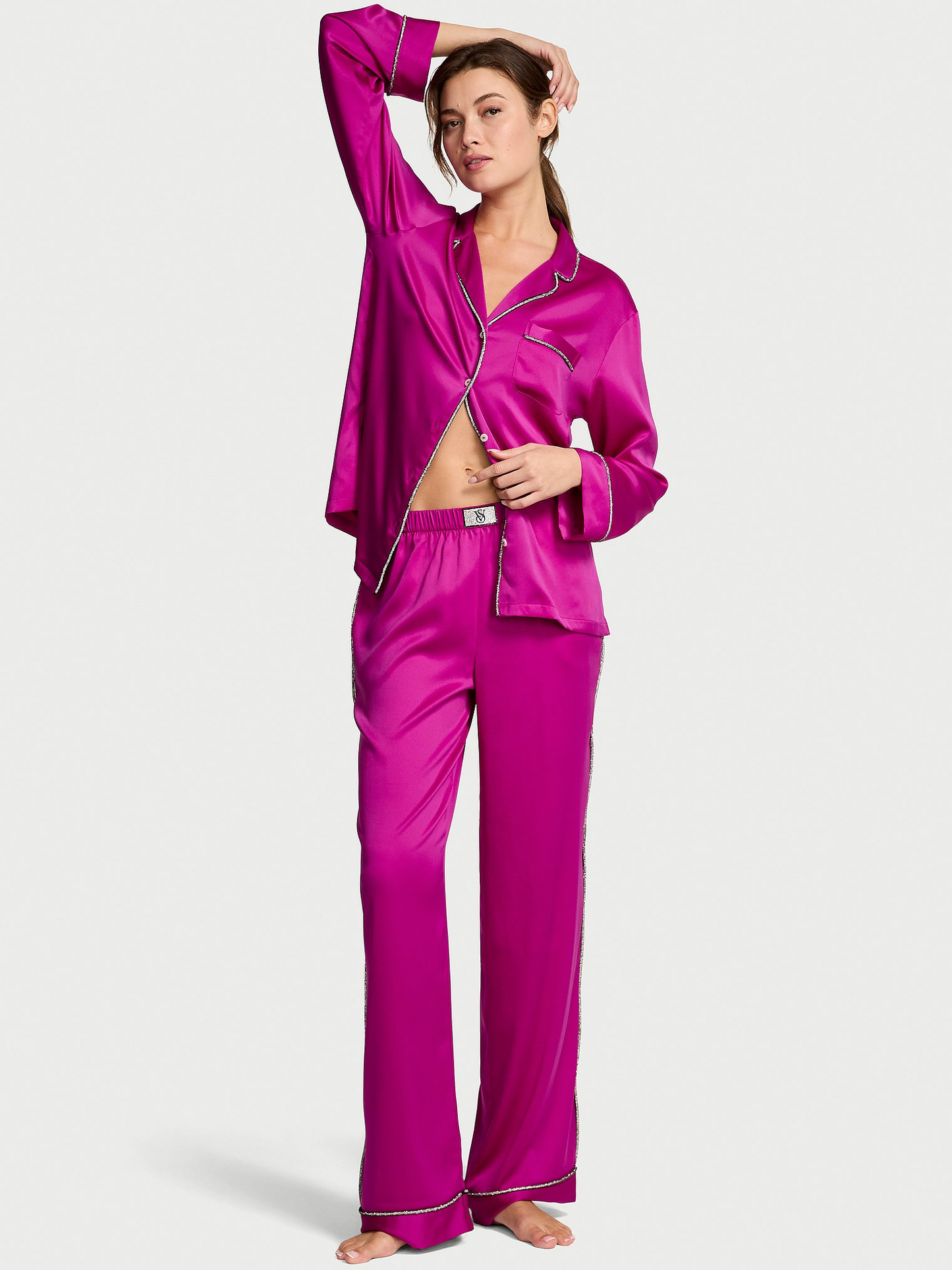 Glazed Satin Shine Long Pajama Set - Crystal Angel Limited Edition