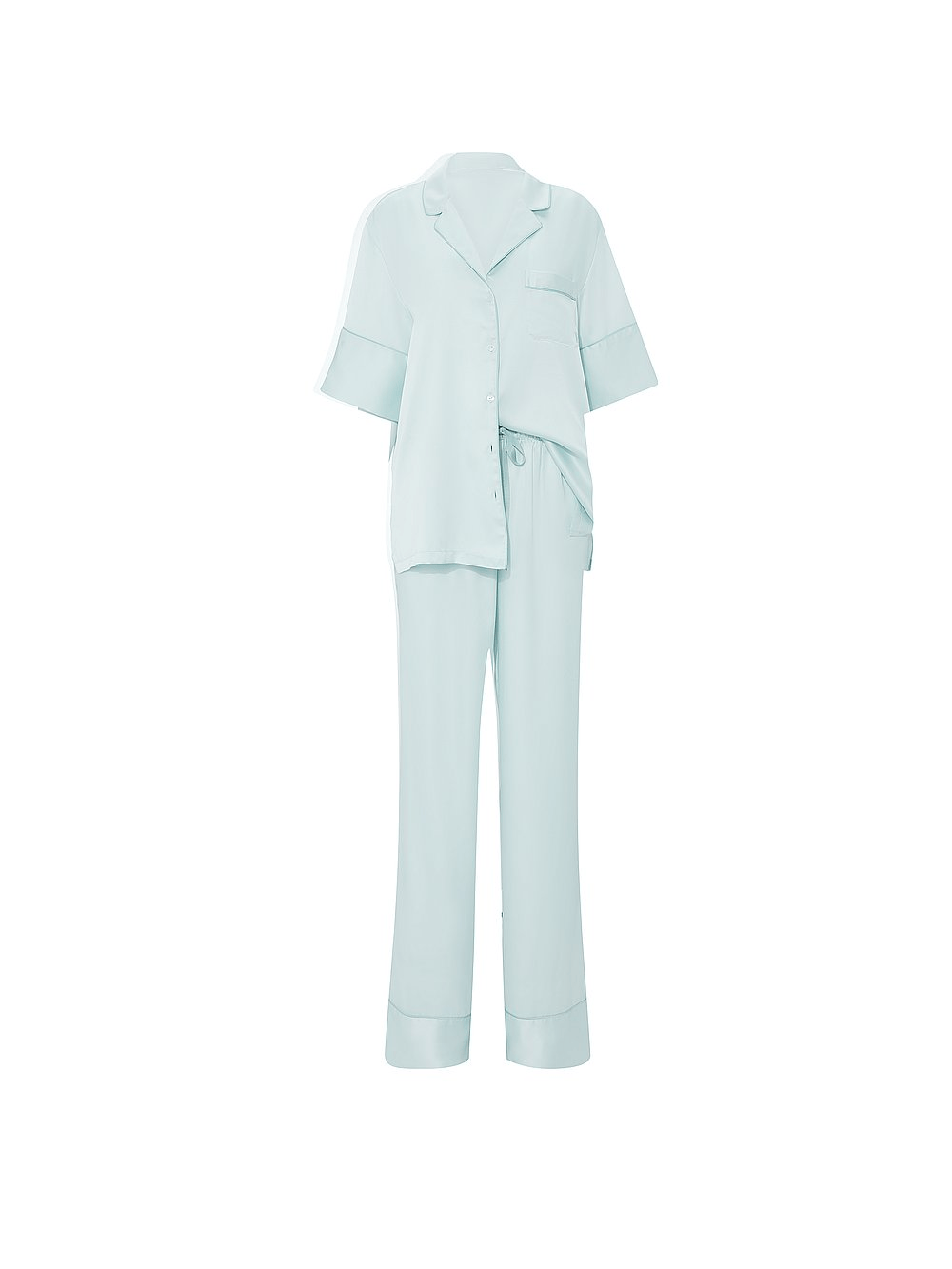 Glazed Victoria's Secret signature Satin Short-Sleeve Pajama  Long PANTS Set - Limited Edition