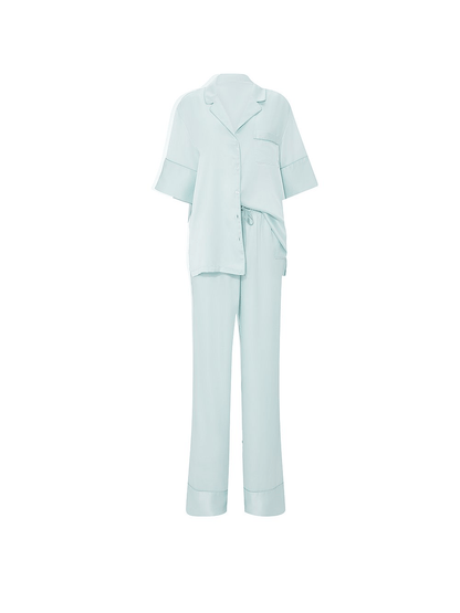 Glazed Victoria's Secret signature Satin Short-Sleeve Pajama  Long PANTS Set - Limited Edition