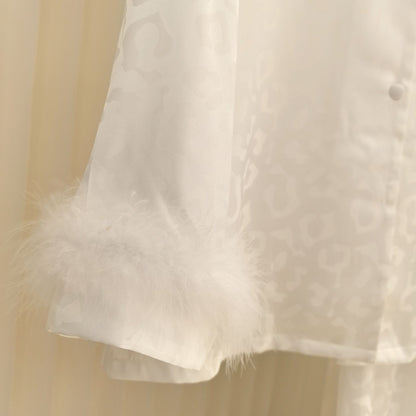 Victoria's Secret Satin Long Pajama Set - fur cuff