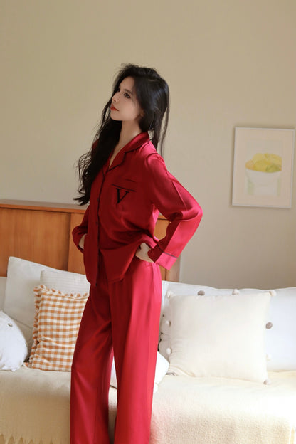 Victoria's Secret Satin Long Pajama Set - Wine Red