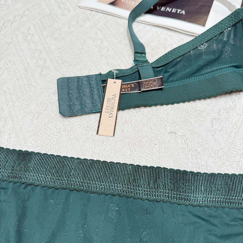 Victoria’s Secret Signature Micro-Satin Set – Premium Embroidered Collection (Emerald Green)