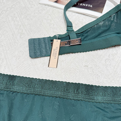 Victoria’s Secret Signature Micro-Satin Set – Premium Embroidered Collection (Emerald Green)