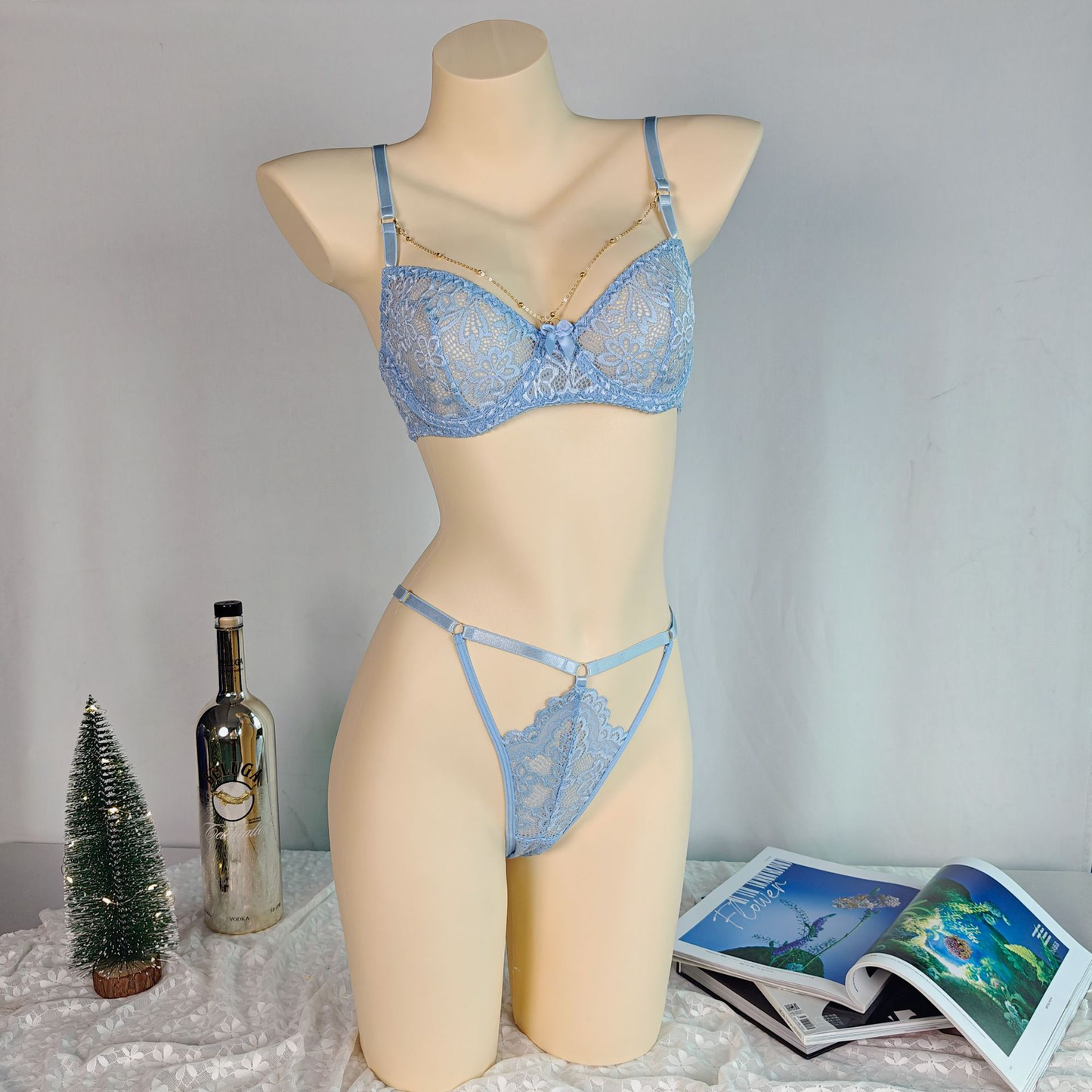 Blue Serenity Lace Lingerie Set