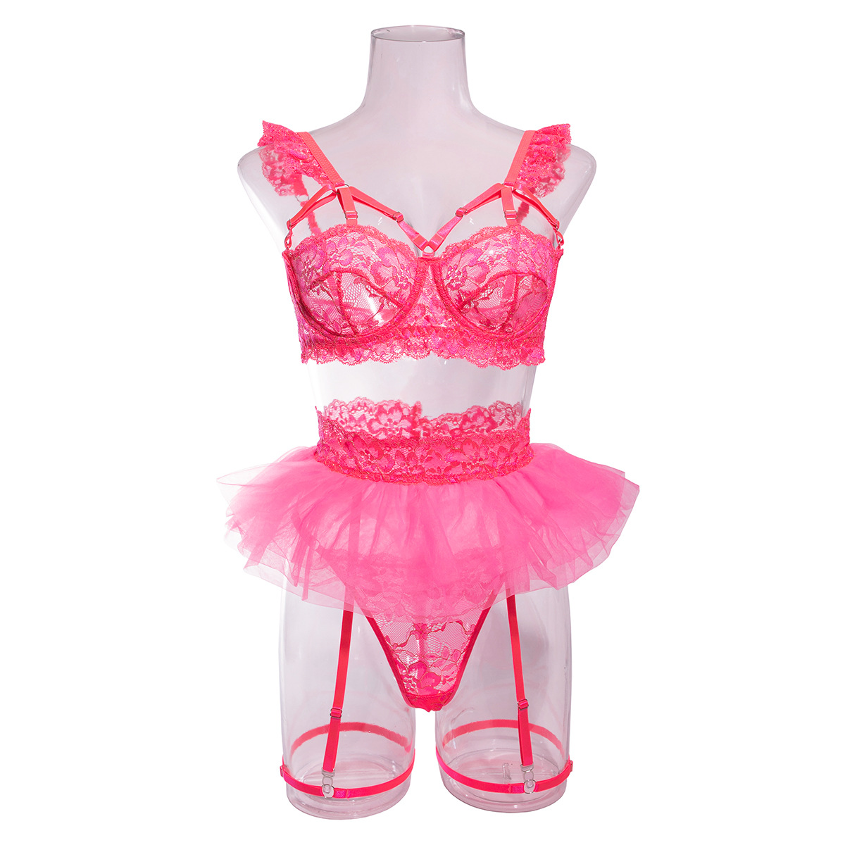 Pink Temptation Tulle Lingerie Set