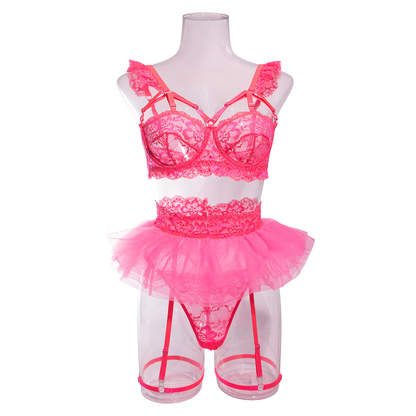 Pink Temptation Tulle Lingerie Set