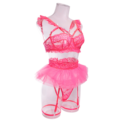 Pink Temptation Tulle Lingerie Set