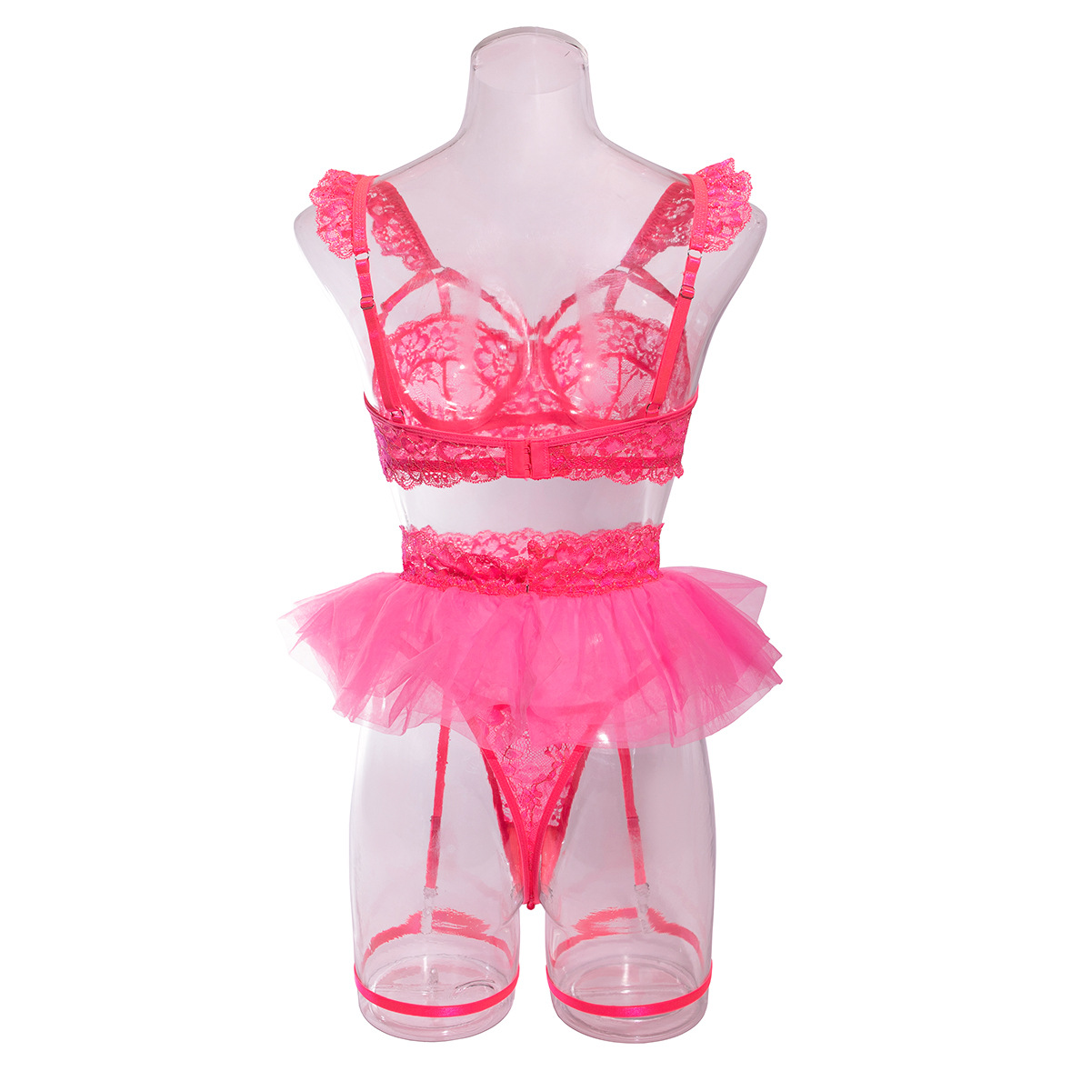 Pink Temptation Tulle Lingerie Set