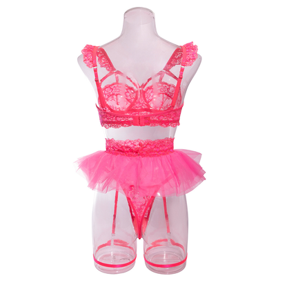 Pink Temptation Tulle Lingerie Set