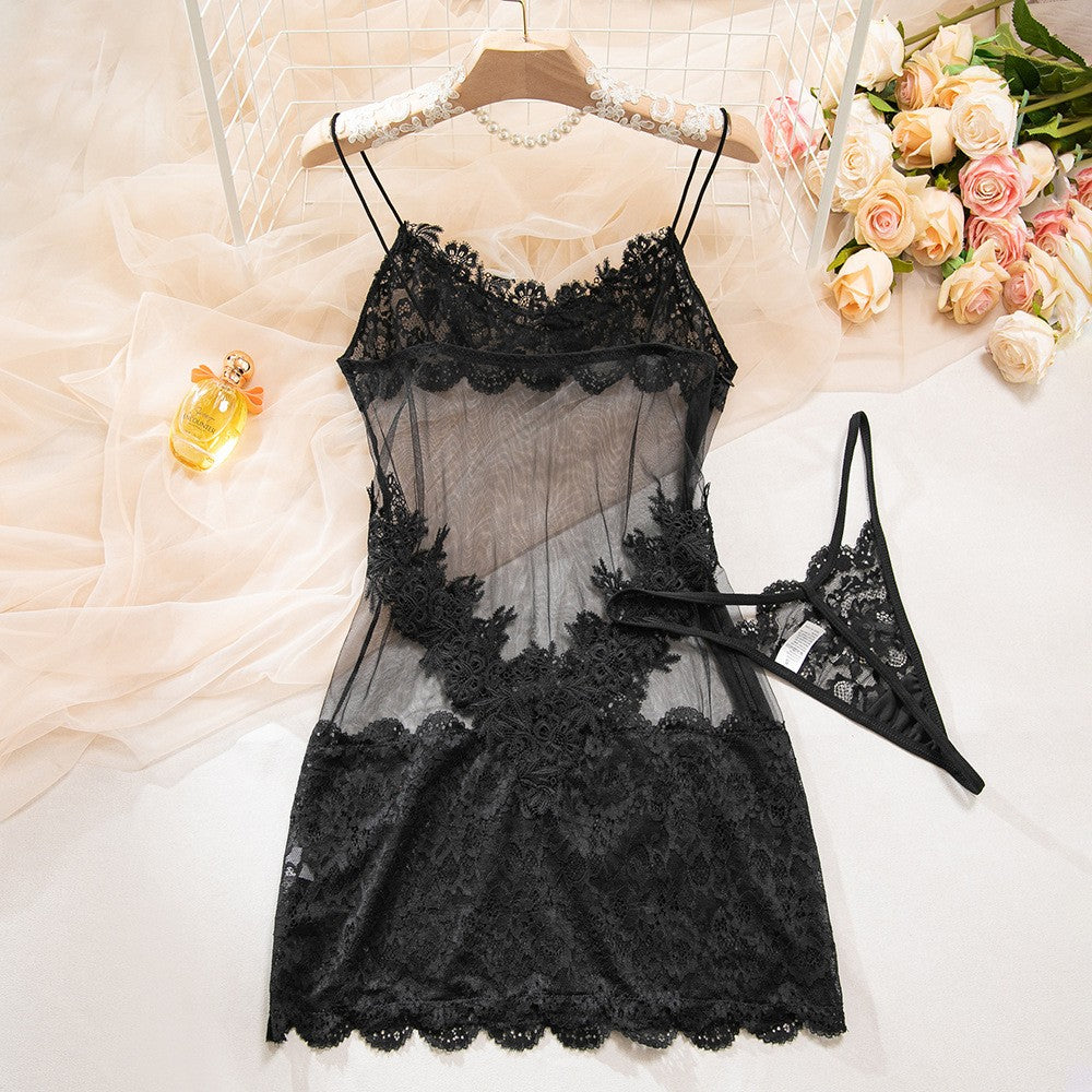 Obsidian Desire Lace Slip Dress
