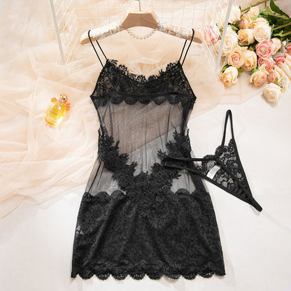 Obsidian Desire Lace Slip Dress