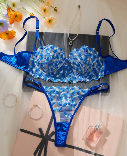 Blue Velvet Siren Lace Lingerie Set