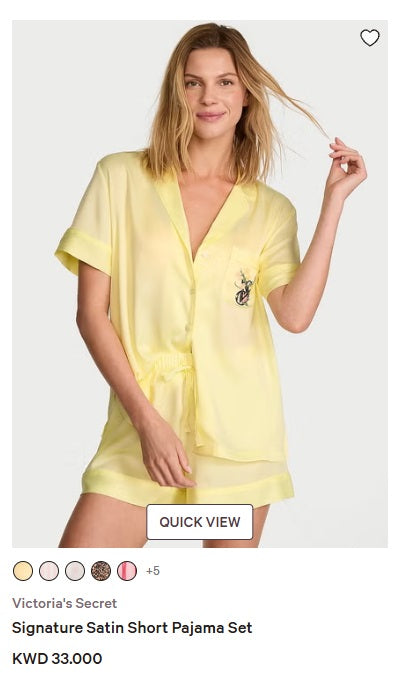Lemonade Yellow Satin Short Pyjamas Set