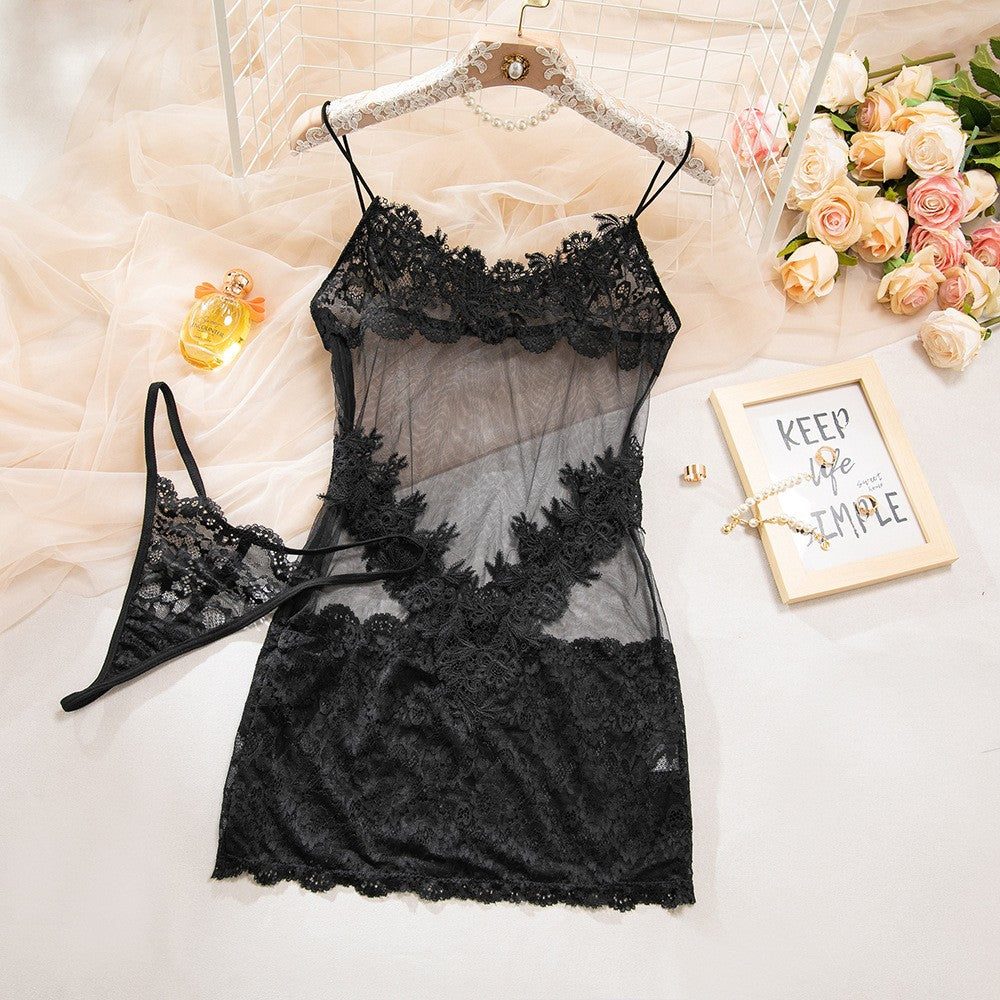 Obsidian Desire Lace Slip Dress