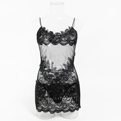 Obsidian Desire Lace Slip Dress