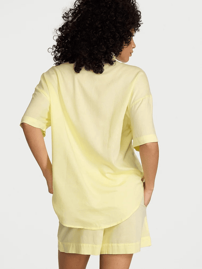 Lemonade Yellow Satin Short Pyjamas Set