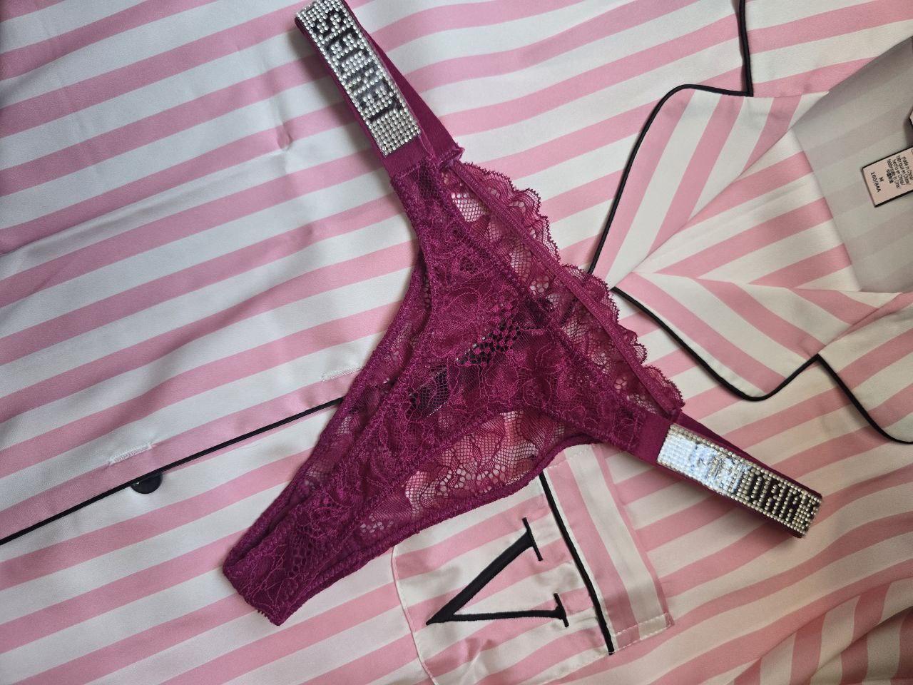 Shine Strap Lace Panty - Red Rose