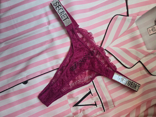 Shine Strap Lace Panty - Red Rose