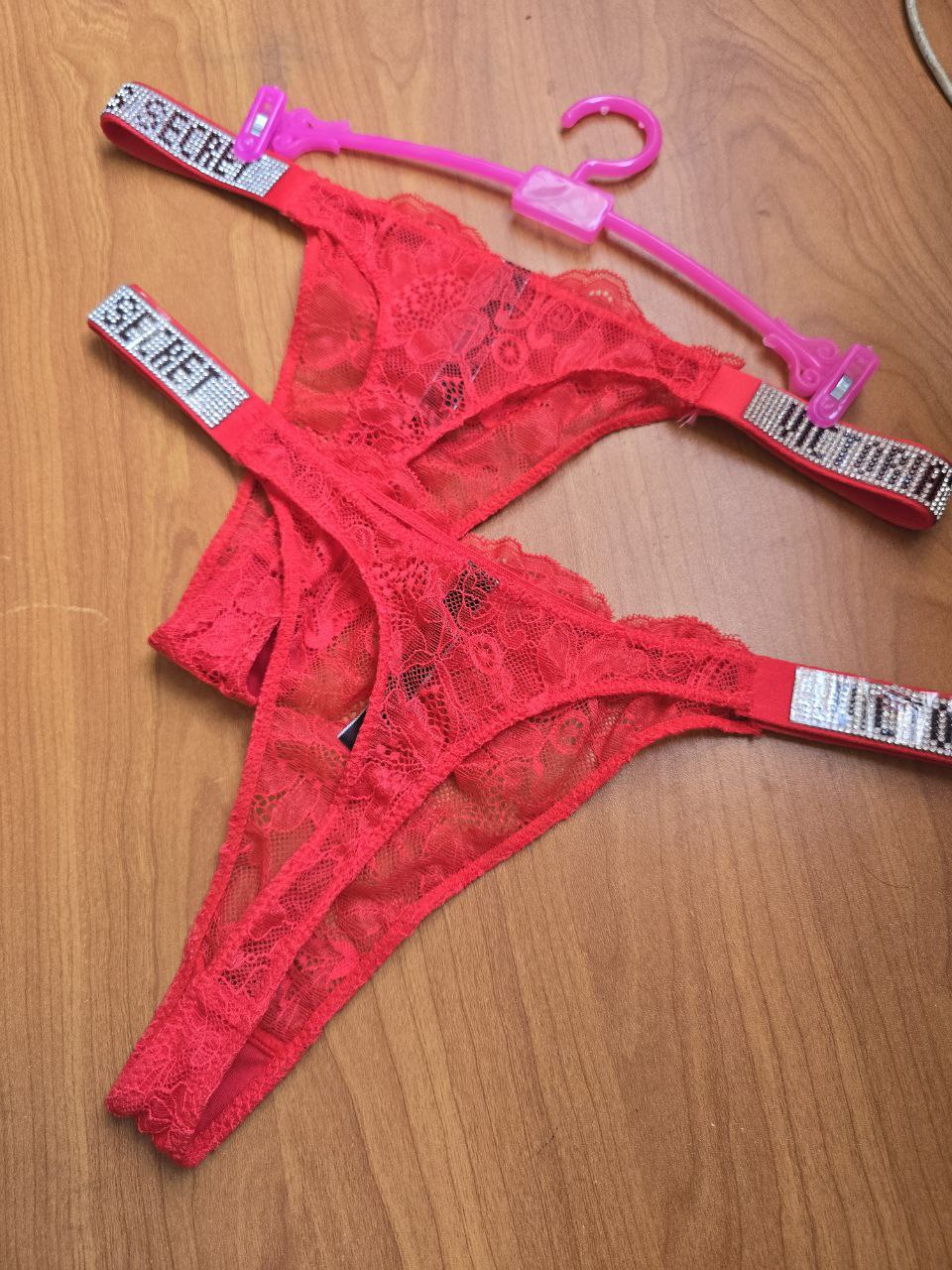 Shine Strap Lace Panty - Red