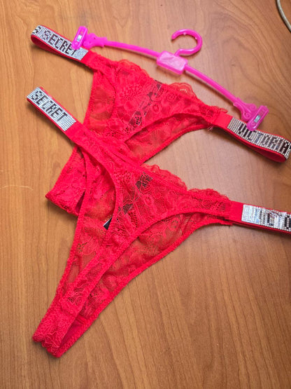 Shine Strap Lace Panty - Red