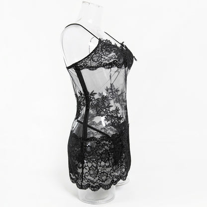 Obsidian Desire Lace Slip Dress